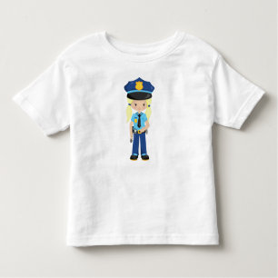 Camiseta Infantil Polícia, Policial, Policial, Cabelo Loiro