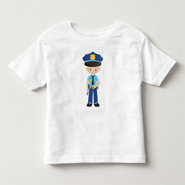 Camiseta Infantil Policial, Policial, Policial, Cabelo Loiro (Frente)