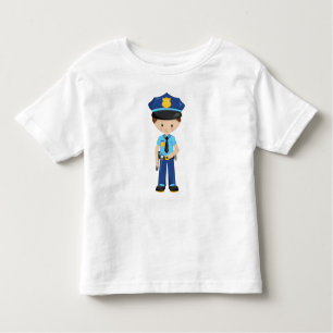 Camiseta Infantil Policial, Policial, Policial, Cabelo Marrom