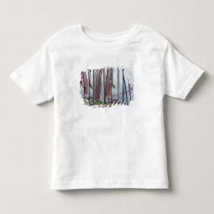 Camiseta Infantil Pólos de bandeiras de oração na montanha, Yotongla