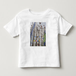 Camiseta Infantil Pólos de bandeiras de oração na montanha, Yotongla