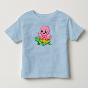 Camiseta Infantil Polvo de desenho animado adorável montando uma tar