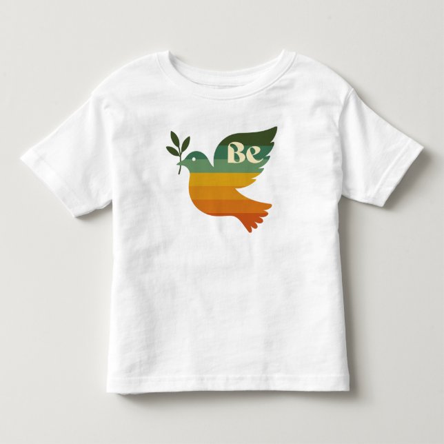 Camiseta Infantil Pombo da Paz Arco-Íris Retro (Frente)