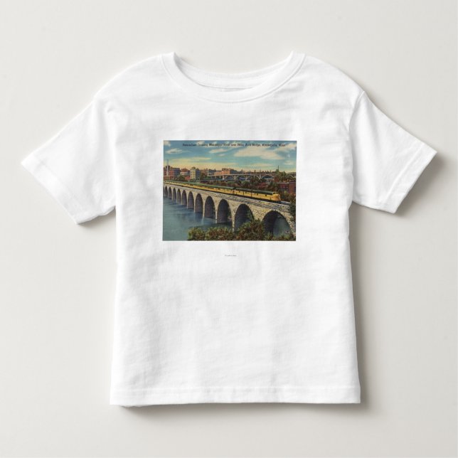 Camiseta Infantil Ponte do arco da pedra do cruzamento do trem (Frente)