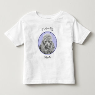 Camiseta Infantil Poodle Miniature Toy Silver Cinza Blue Dog Art