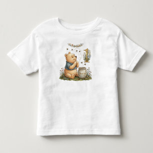 Camiseta Infantil Pooh Personalizado em Aquarela Primeiro Aniversári