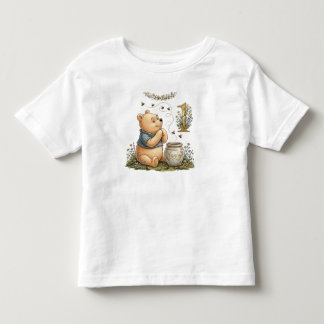 Camiseta Infantil Pooh Personalizado em Aquarela Primeiro Aniversári