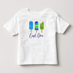 Camiseta Infantil Pop Cool Um 1º Aniversário azul verde