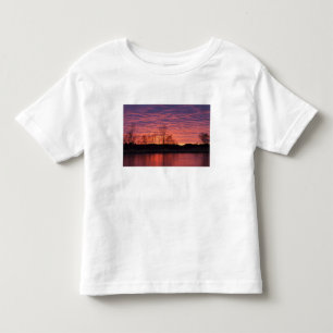Camiseta Infantil Pôr do sol brilhante reflete no rio Calamus
