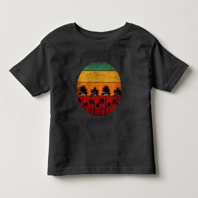 Camiseta Infantil pôr do sol de verão palmeiras (Frente)