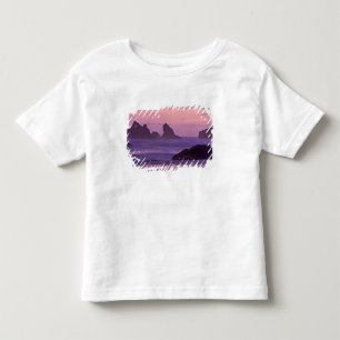 Camiseta Infantil Pôr do sol nos Sea Stacks da Praia de Bandon.