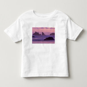 Camiseta Infantil Pôr do sol nos Sea Stacks da Praia de Bandon.