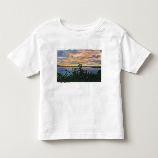 Camiseta Infantil Por do sol sobre o lago, Adirondack Mts dentro (Frente)