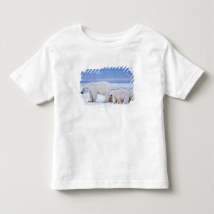 Camiseta Infantil Porca do urso polar com os filhotes no gelo de