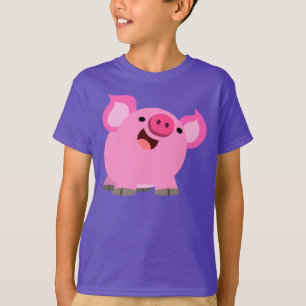 Camiseta Infantil Porco Cartoon de Rir Fofo