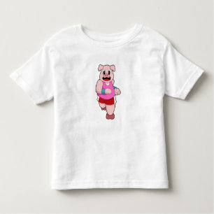 Camiseta Infantil Porco em Execução