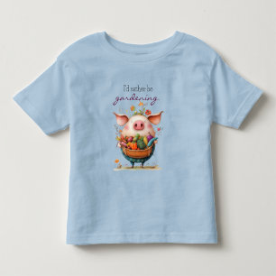 Camiseta Infantil Porco Fofo Caprichoso "Eu Preferiria Estar Jardine