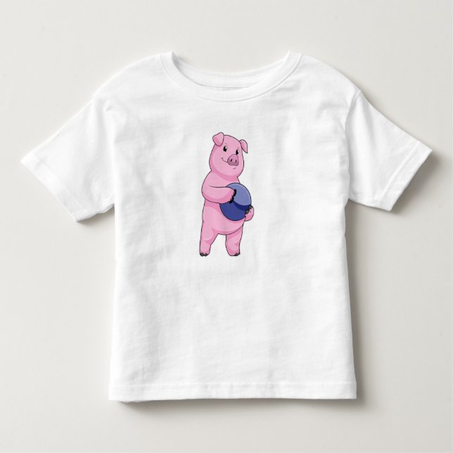 Camiseta Infantil Porco na Boliche com Bola de boliche (Frente)