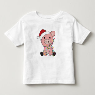 Camiseta Infantil Porcos de inverno com neve de Natal