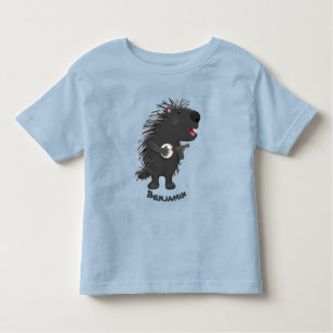 Camiseta Infantil Porcupine engraçado bonito tocando cartum banjo