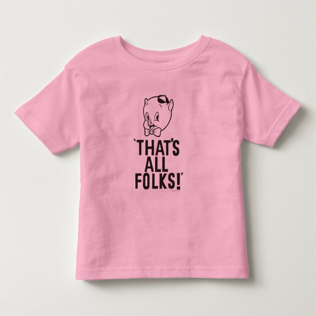 Camiseta Infantil Porky Pig clássico "Isso é tudo, pessoal!" (Frente)