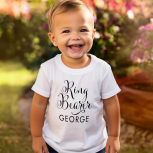 Camiseta Infantil Portador de Aliança Caligrafia Nome de Casamento
