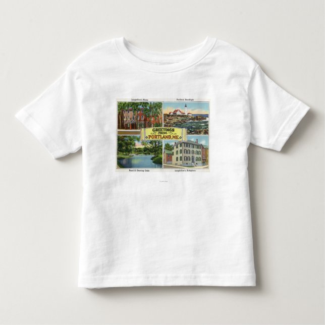 Camiseta Infantil Portland, MaineGreetings com de cénico (Frente)