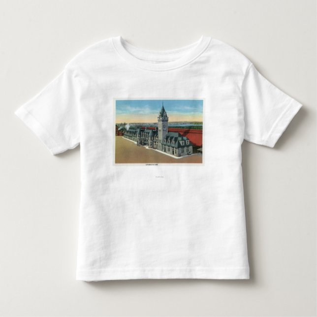 Camiseta Infantil Portland, opinião de MaineExterior da estação da (Frente)