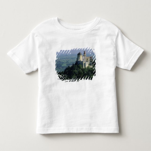 Camiseta Infantil Portugal, Sintra, Palácio Pena, no topo Serra da (Frente)