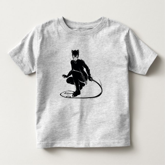 Camiseta Infantil Pose de Pincel da Mulher-Gato (Frente)
