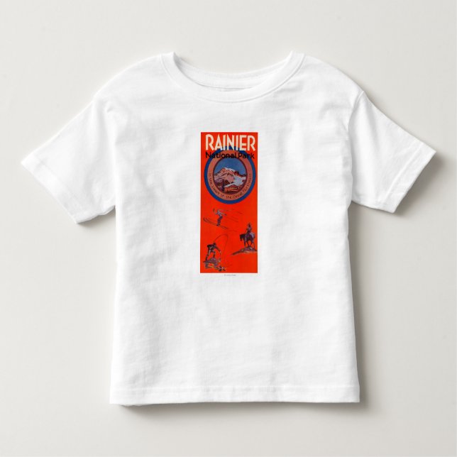 Camiseta Infantil Poster da propaganda do Monte Rainier (Frente)