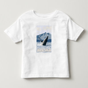 Camiseta Infantil Poster das viagens vintage da baleia de