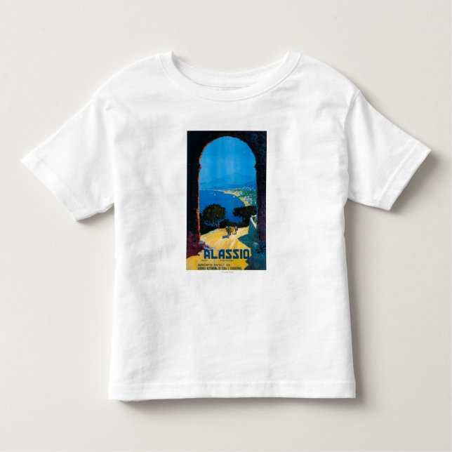 Camiseta Infantil Poster de viagens ocidental de Riviera do italiano (Frente)