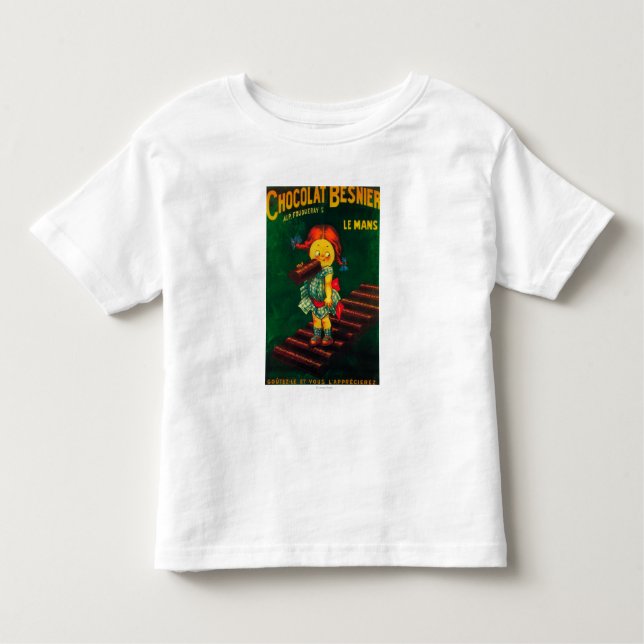 Camiseta Infantil Poster do promocional do chocolate de Besnier (Frente)
