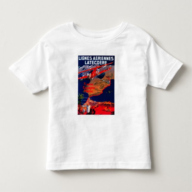 Camiseta Infantil Poster vintage de Lignes Aeriennes Latecoere (Frente)