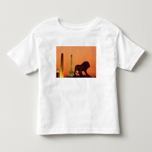 Camiseta Infantil Praça da Concorde; Torre Eiffel; Obelisco; (Frente)