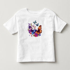 Camiseta Infantil Prado de Flores Silvestres da Borboleta da Primave