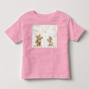 Camiseta Infantil Prados, Ursinhos, coelhos e borboletas