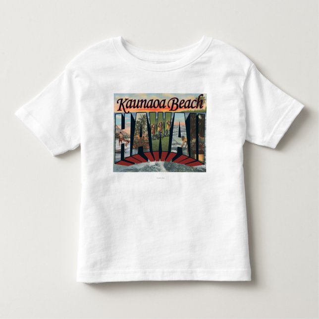 Camiseta Infantil Praia de Kaunaoa, Havaí - grandes cenas da letra (Frente)