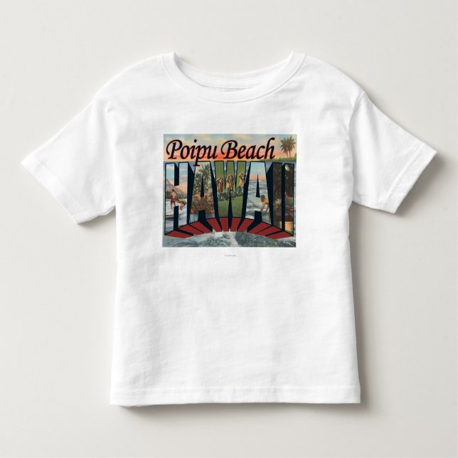 Camiseta Infantil Praia de Poipu, Havaí - grandes cenas da letra (Frente)
