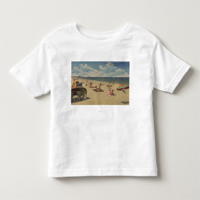 Camiseta Infantil Praia de Riviera, Florida - Sunbathers na praia (Frente)