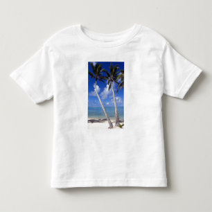 Camiseta Infantil Praia ladeada por palmeiras Ilhas Cook