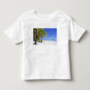 Camiseta Infantil Praia ladeada por palmeiras Ilhas Cook 3
