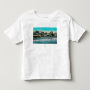 Camiseta Infantil Praia na frente da casa do banho, Long Beach