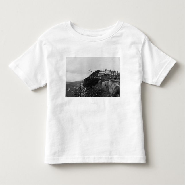 Camiseta Infantil Praia pacífica, WA - hotel da praia e velho (Frente)
