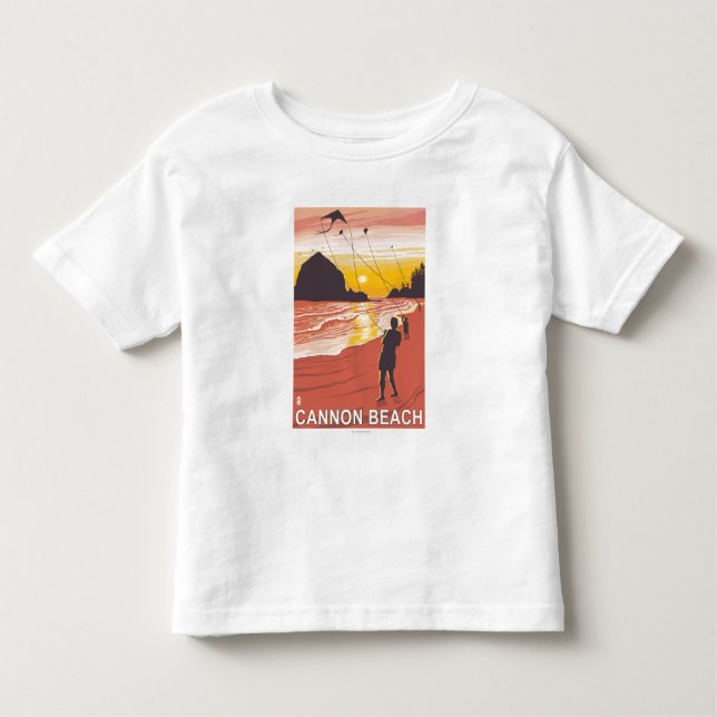 Camiseta Infantil Praia & papagaios - praia do canhão, Oregon (Frente)