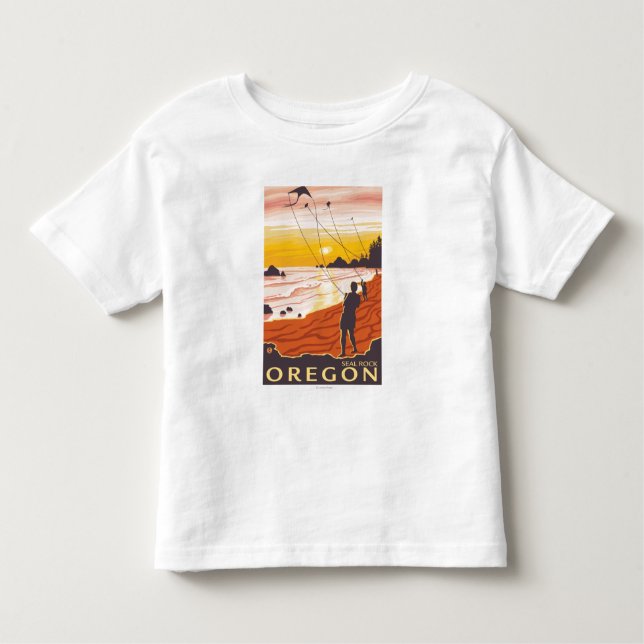 Camiseta Infantil Praia & papagaios - rocha do selo, Oregon (Frente)