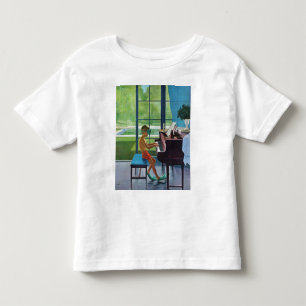 Camiseta Infantil Prática de Piano no Poolside