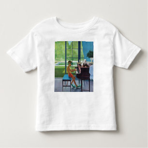 Camiseta Infantil Prática do piano da piscina