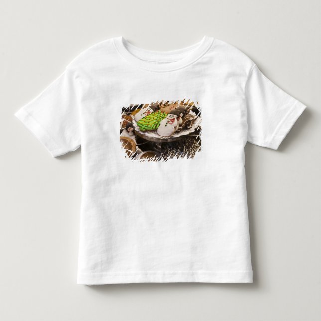Camiseta Infantil Prato de Biscoitos Frescos de Natal (Frente)